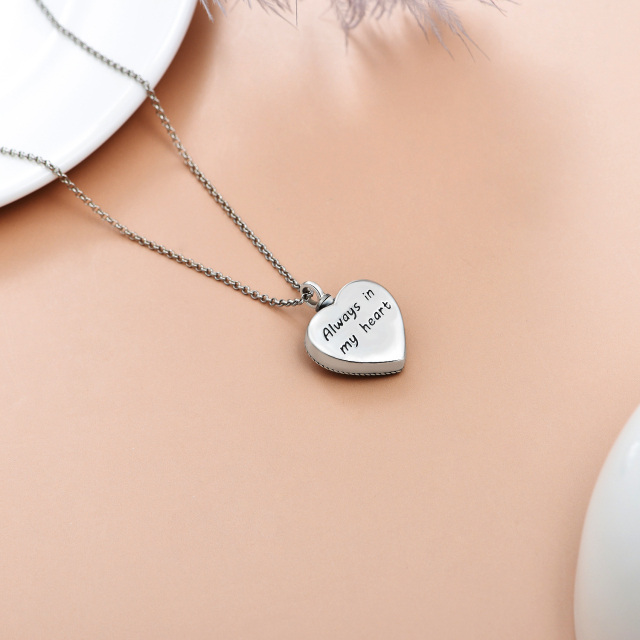 Sterling Silver Two-tone Circular Shaped Cubic Zirconia Dog & Heart Urn Necklace for Ashes with Engraved Word-4