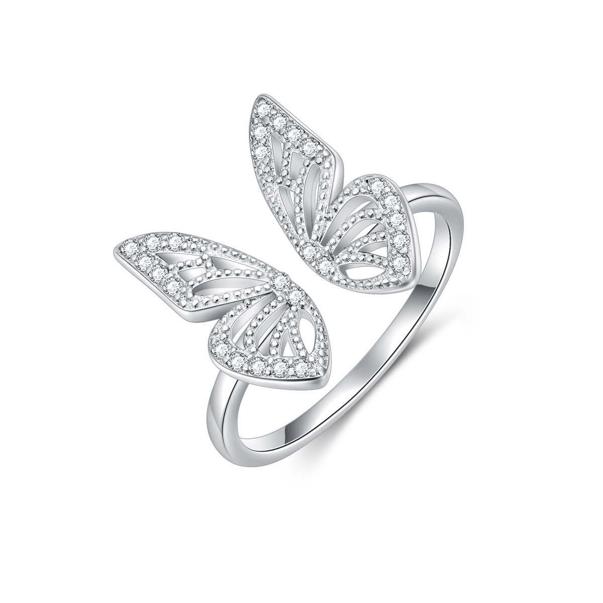 Sterling Silver Cubic Zirconia Butterfly Ring-1