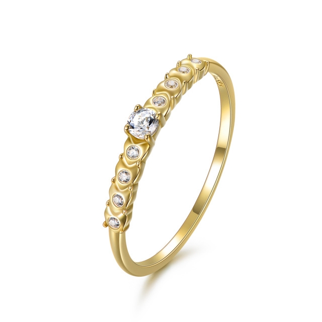 14K Gold kreisförmiger kubischer Zirkonia Ring-0