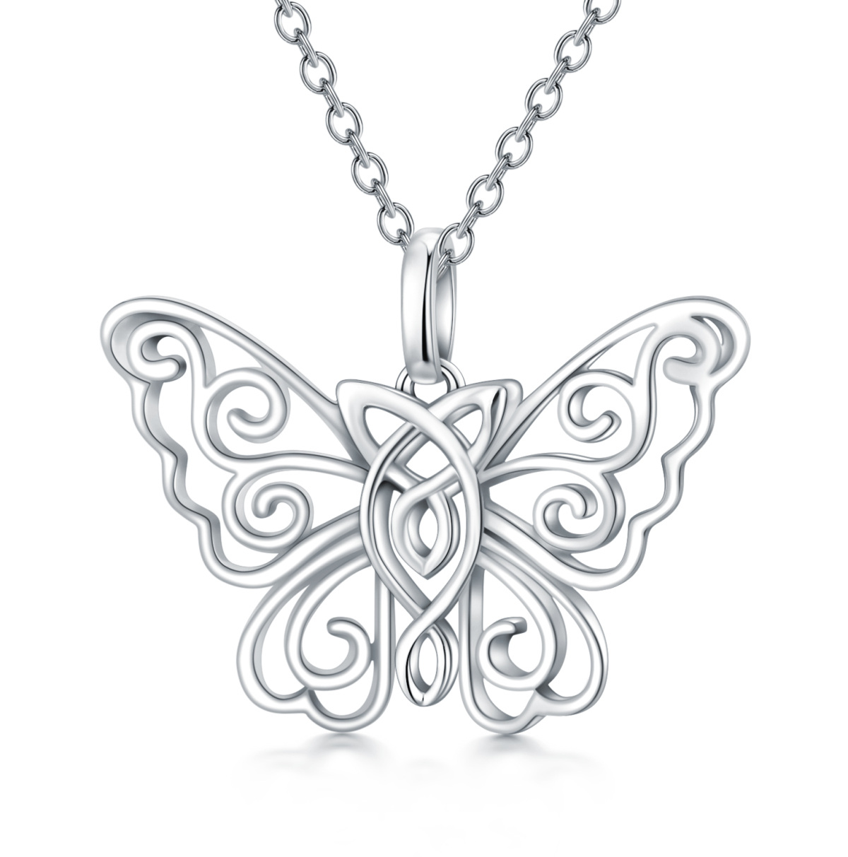 Sterling Silver Butterfly Pendant Necklace-1