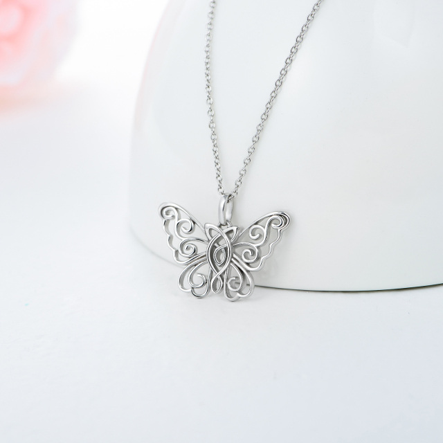 Sterling Silver Butterfly Pendant Necklace-3