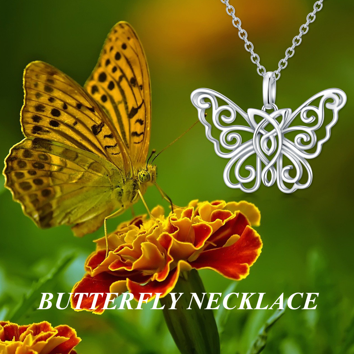 Sterling Silver Butterfly Pendant Necklace-6