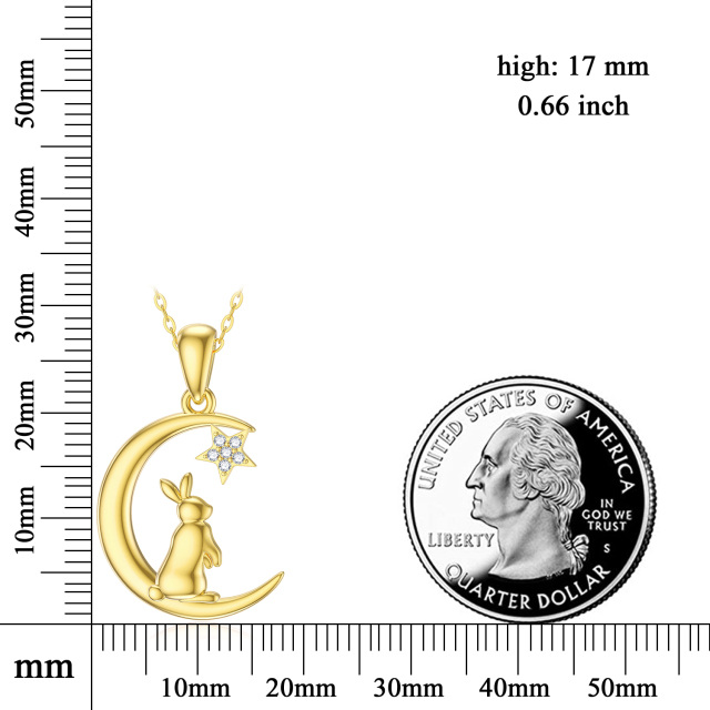 14K Gold Moissanite Rabbit Pendant Necklace-2