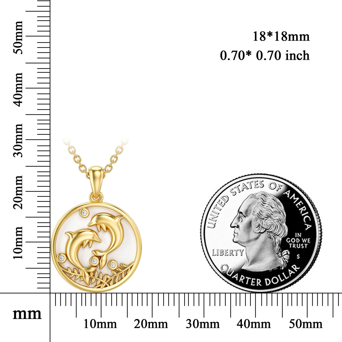 14K Gold Moissanite Dolphin Pendant Necklace-5