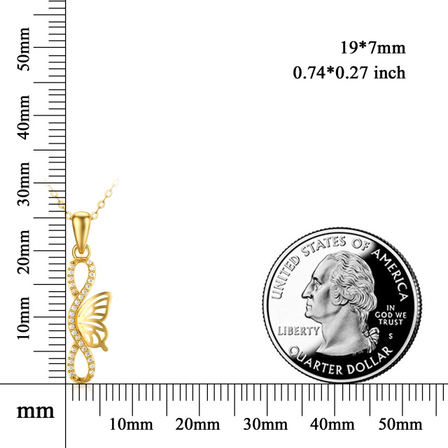 Halskette mit Schmetterlingsanhänger aus 14 Karat Gold mit Moissanit-2