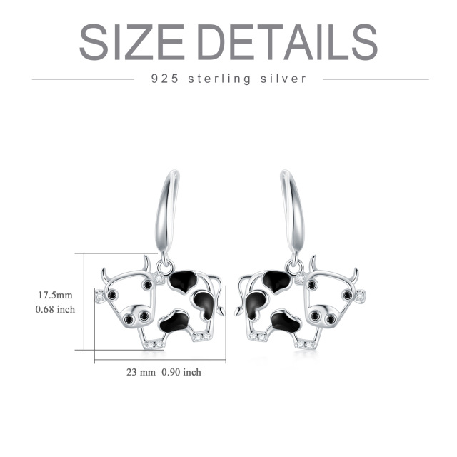 Sterling Silver Cubic Zirconia Cow Drop Earrings-5