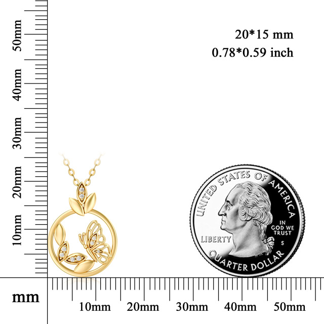 Halskette mit Schmetterlingsanhänger aus 14 Karat Gold mit Moissanit-2