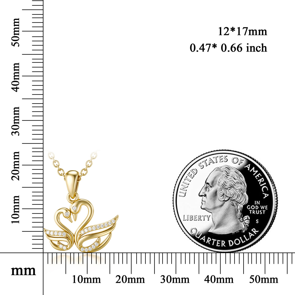 14K Gold Moissanite Swan Pendant Necklace-5