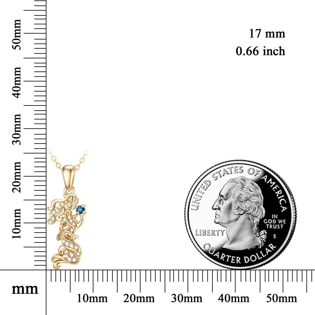14K Gold Moissanite Mermaid Pendant Necklace-2