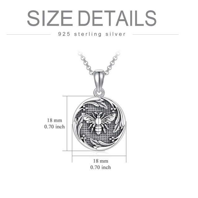 Sterling Silver Bees Personalized Photo Locket Necklace-3