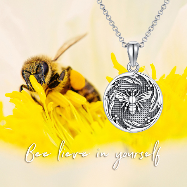 925 prata esterlina personalizado abelha foto medalhão colar foto pingente jóias-3