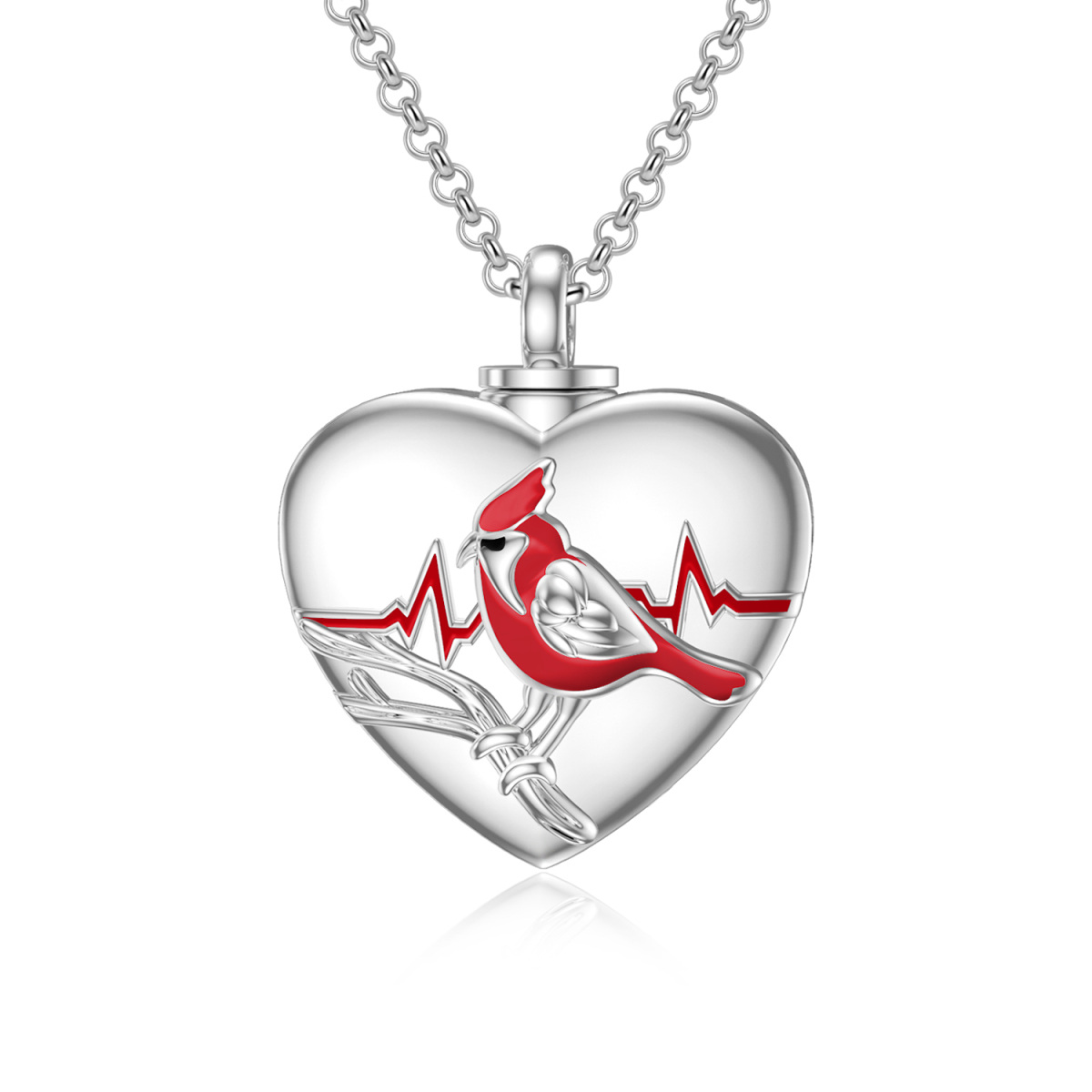 Sterling Silver Cardinal Urn Necklace for Ashes-1