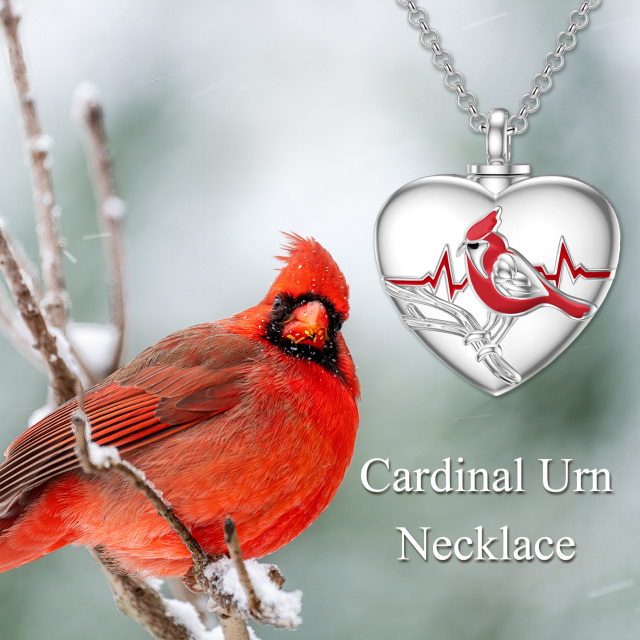 Sterling Silver Cardinal Urn Necklace for Ashes-7