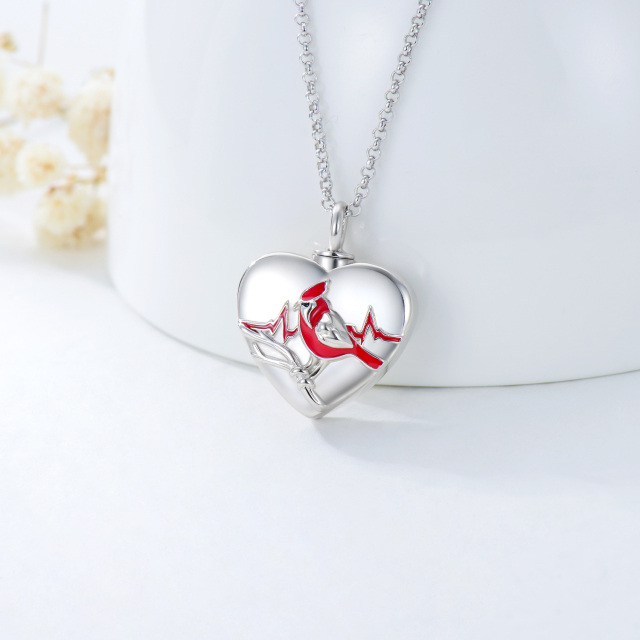 Sterling Silver Cardinal Urn Necklace for Ashes-4