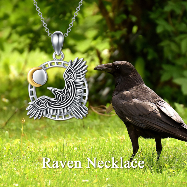 Sterling Silver Two-tone Bird Pendant Necklace-5