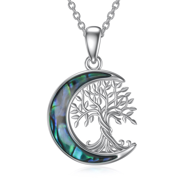 Sterling Silver Abalone Shellfish Tree Of Life & Moon Urn Necklace for Ashes-1