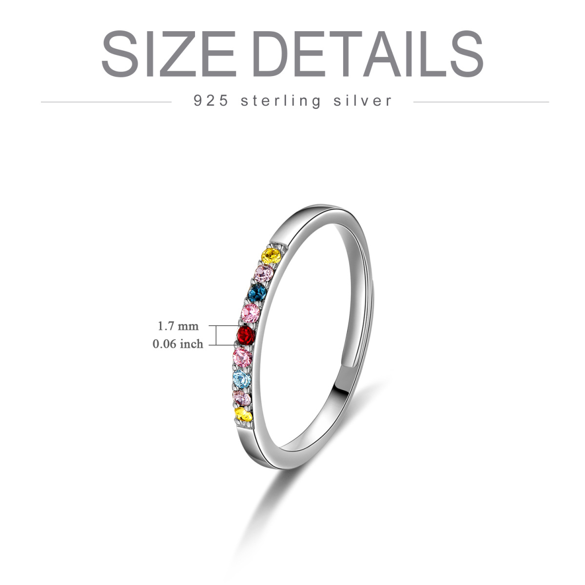 Sterling Silber kreisförmig Kristall offener Ring-6