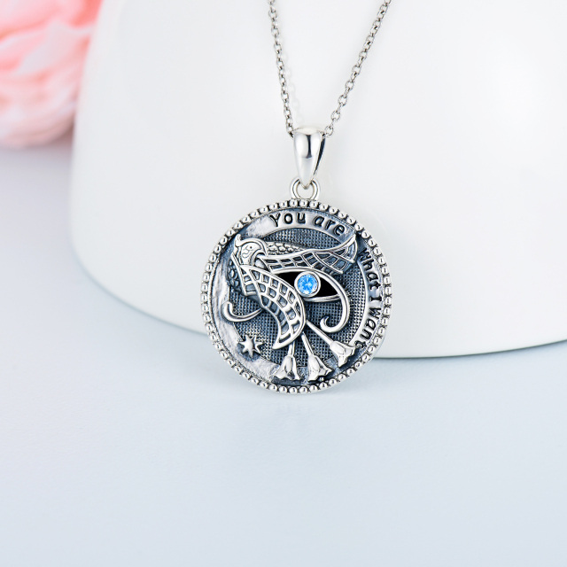 Sterling Silver Cubic Zirconia Owl Pendant Necklace with Engraved Word-4