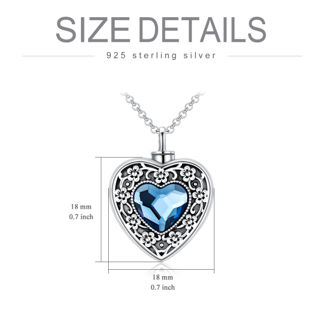 Sterling Silver Heart Shaped Crystal Heart Urn Necklace for Ashes with Engraved Word-7