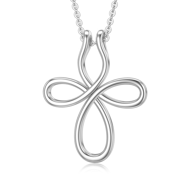 Sterling Silver Cross Knot & Ring Holder Pendant Necklace-0