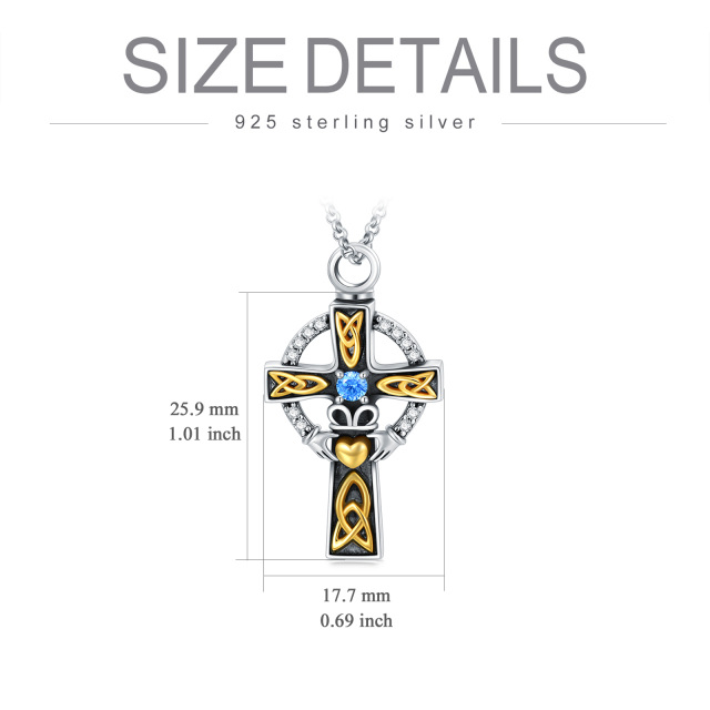 Sterling Silver Two-tone Cubic Zirconia Cross Urn Necklace for Ashes for Men-6