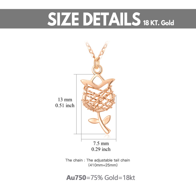 18K Rose Gold Rose Pendant Necklace-5