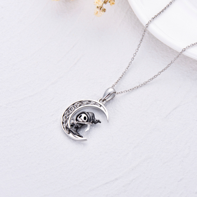 Collier en argent sterling avec nœud celtique et pendentif lune et fantôme-3