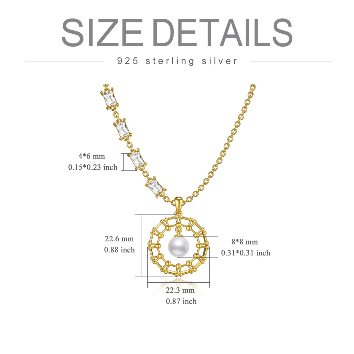 Collier en argent sterling avec pendentif circulaire en perles plaqué or jaune-5