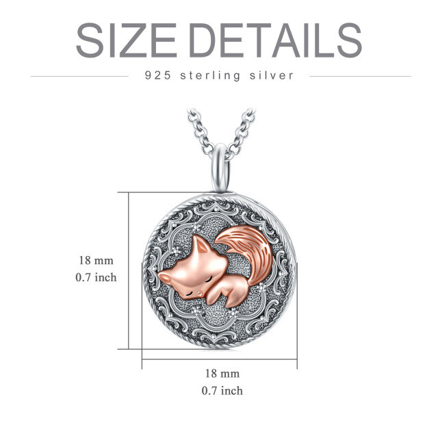 Sterling Silver Two-tone Fox Urn Necklace for Ashes with Engraved Word-7