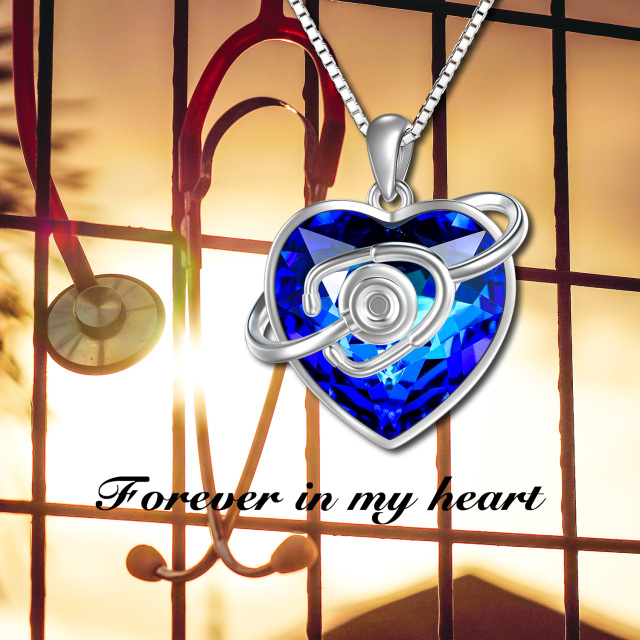 Collier pendentif en cristal de coeur en argent sterling-4