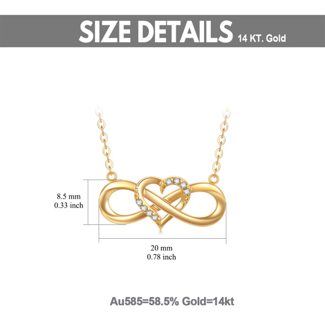 14K Gold Cubic Zirconia Heart & Infinity Symbol Pendant Necklace-5