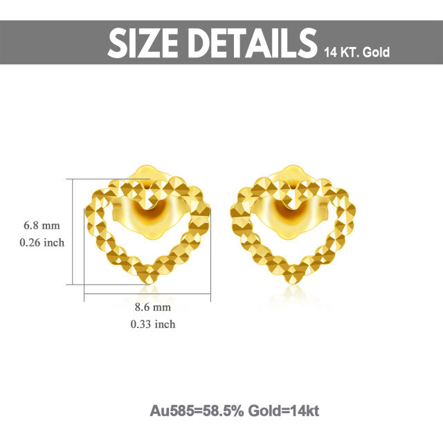 14K Gold Heart Stud Earrings-4