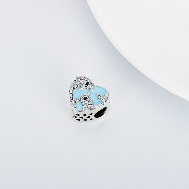 Amuleto de coração de golfinho para pulseira com conta de foto, presente para mulheres e meninas-6