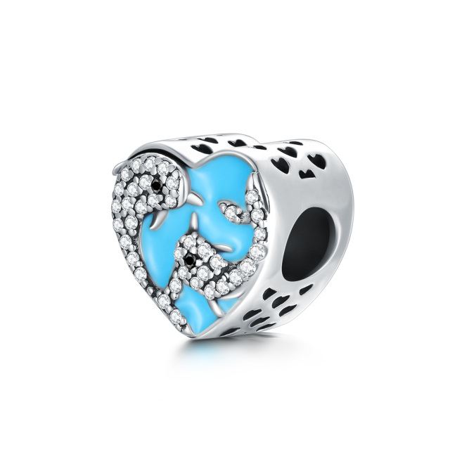 Amuleto de coração de golfinho para pulseira com conta de foto, presente para mulheres e meninas-2