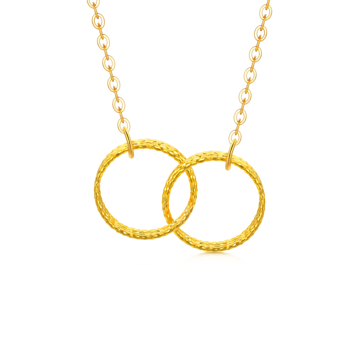 18K Gold Circle Circle Pendant Necklace-1