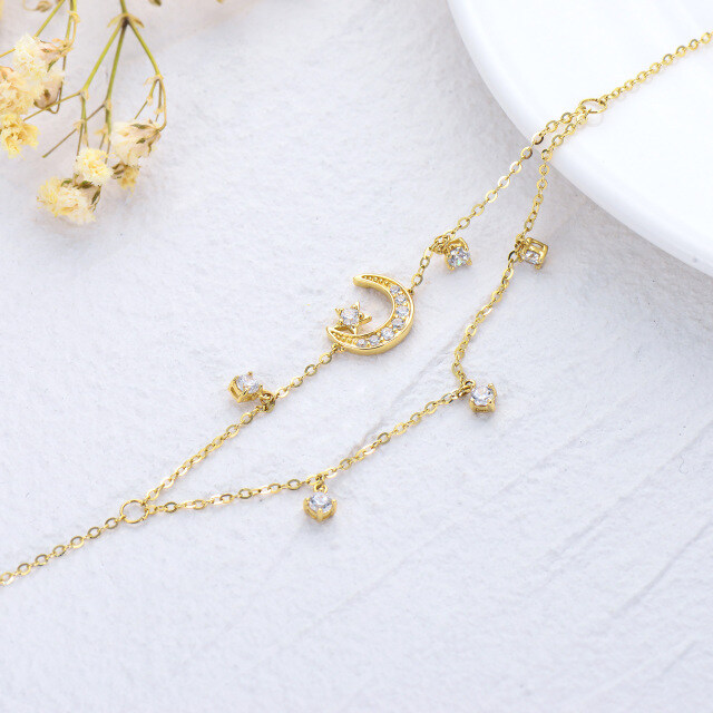 Tobilleras con forma de luna y estrella en capas de oro de 14 quilates, regalos ideales para mujeres-3