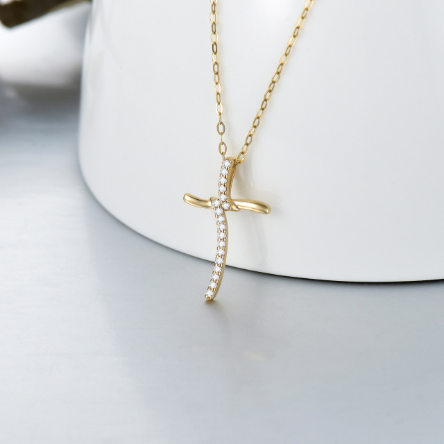 Collier pendentif nœud en croix en or 14K Moissanite-2