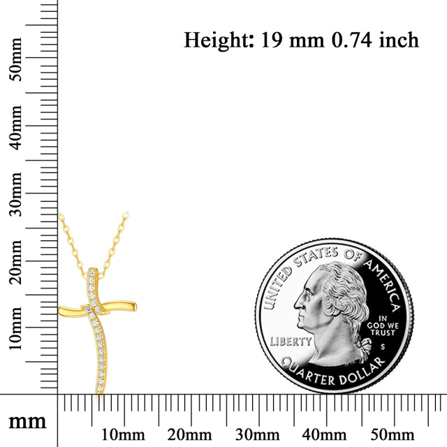 14K Gold Moissanit Kreuz Knoten Anhänger Halskette-5