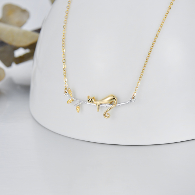 14K Gold Cat Pendant Necklace-2