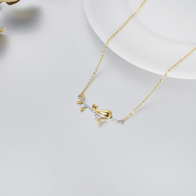 14K Gold Cat Pendant Necklace-3