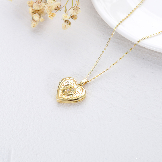 Collier personnalisé en or 10K à zircon cubique avec coeur et étoile de David-4