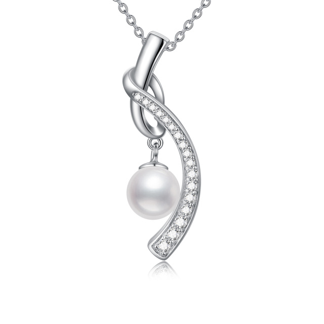 Collana con ciondolo con perla a forma circolare in argento sterling-1