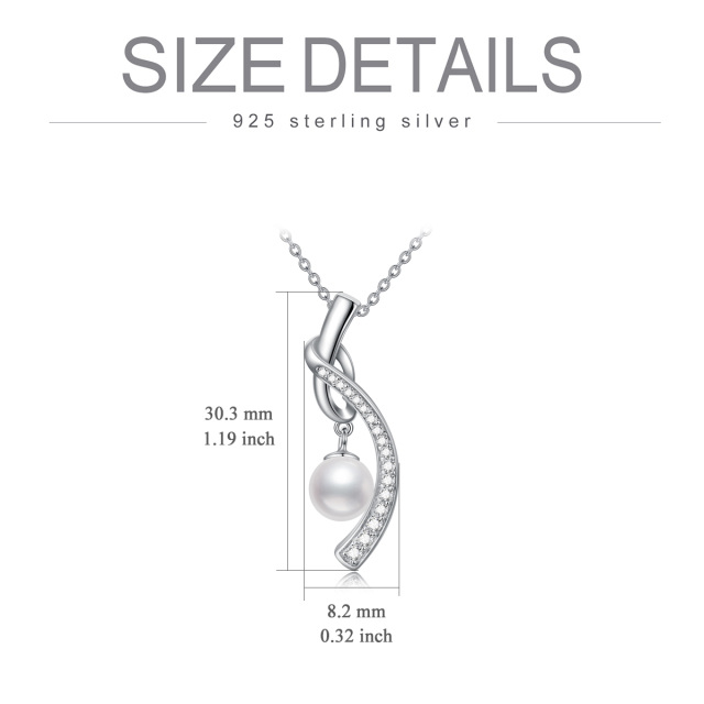 Sterling zilveren cirkelvormige parel hanger ketting-5