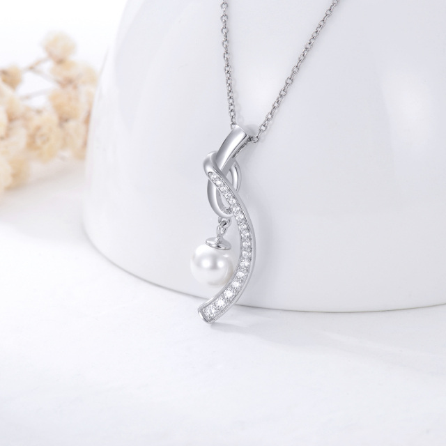 Collana con ciondolo con perla a forma circolare in argento sterling-3