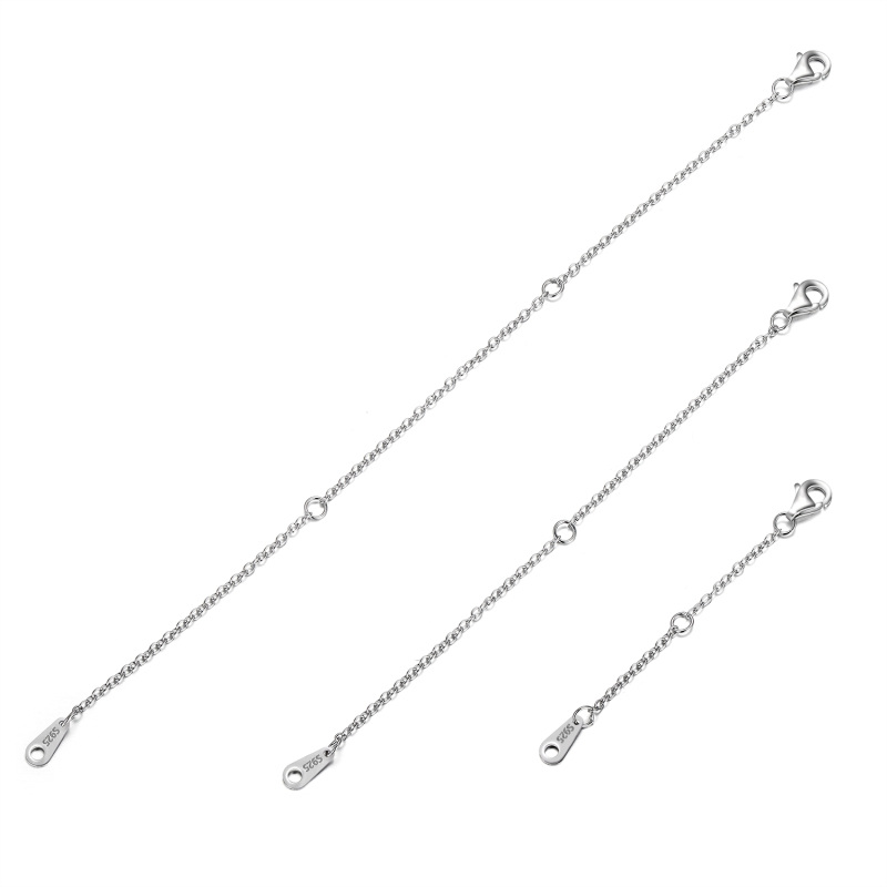 Sterling Silver Extender Chain Necklace Bracelet Anklet Extension Set