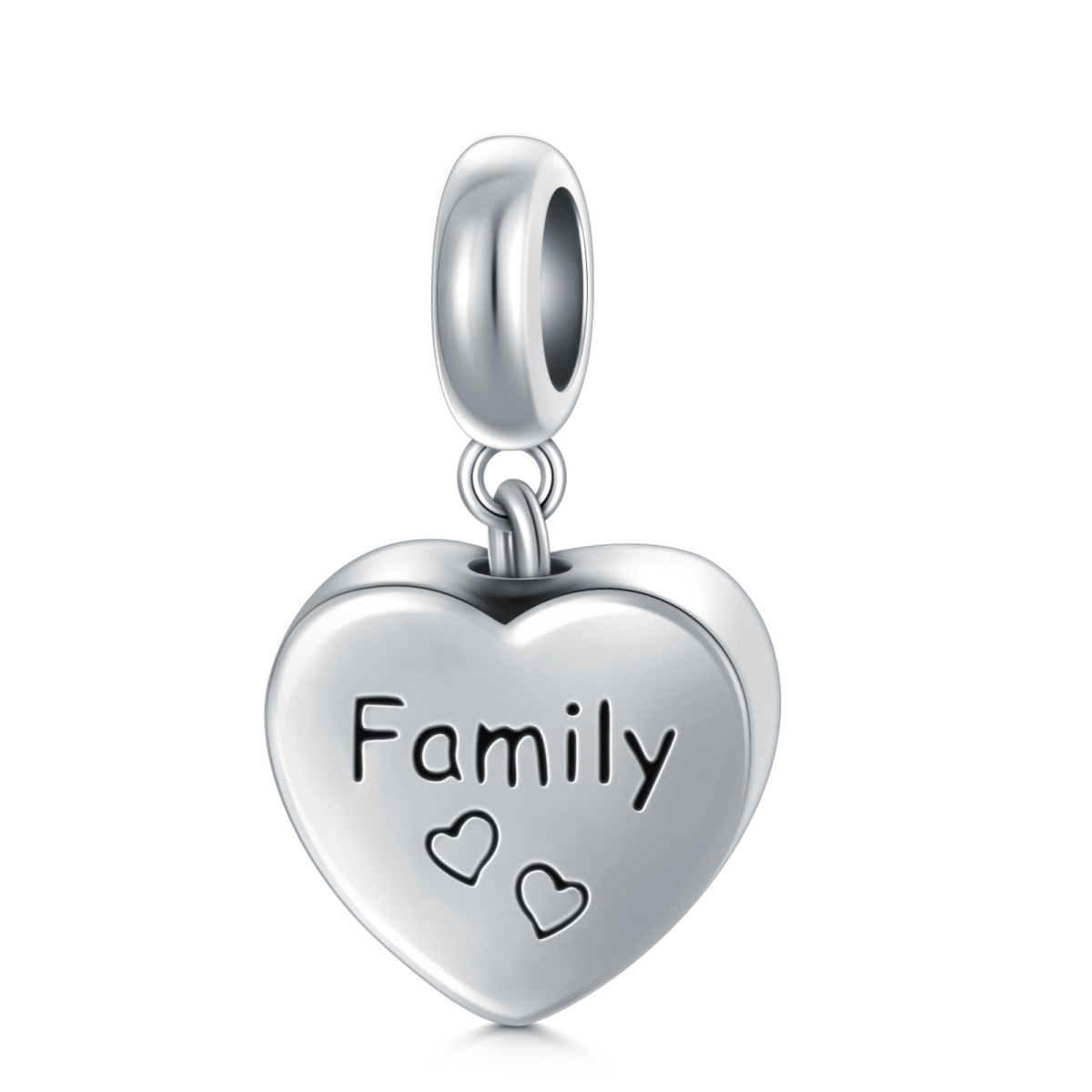 Sterling Silver Circular Shaped Cubic Zirconia Tree Of Life & Heart Dangle Charm with Engraved Word-6