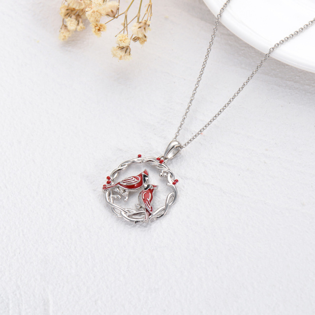 Sterling Silver Cardinal Pendant Necklace-3