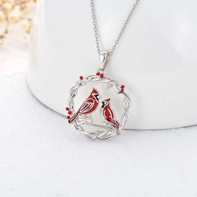 Sterling Silver Cardinal Pendant Necklace-2