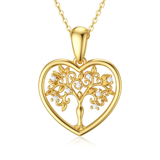 14K Gold Moissanite Tree Of Life Pendant Necklace