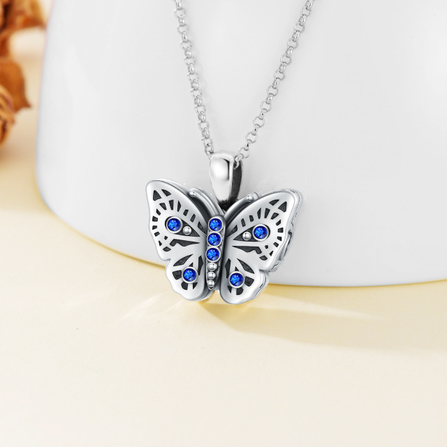 Collier Urne papillon en argent sterling avec mot gravé-4